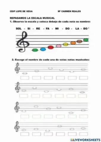 Ficha interactiva de notas musicales