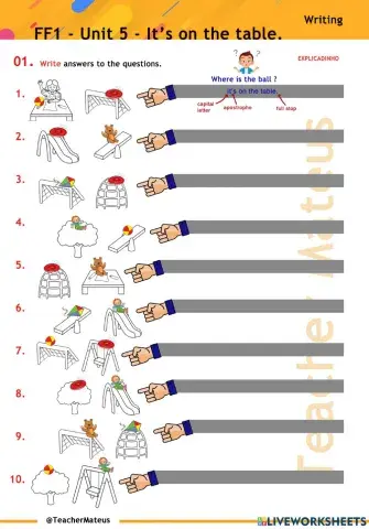 FF 1 - Unit 05 - It's on the table - Writing