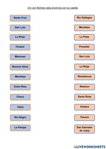 Provincias y capitales Argentinas