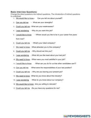 Interview questions