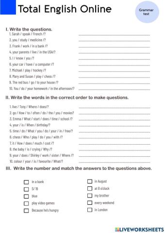 Simple present questions