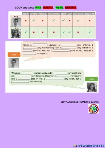 Past Verb to Be + Personality