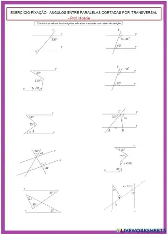 Retas paralelas cortadas por uma transversal e seus ângulos