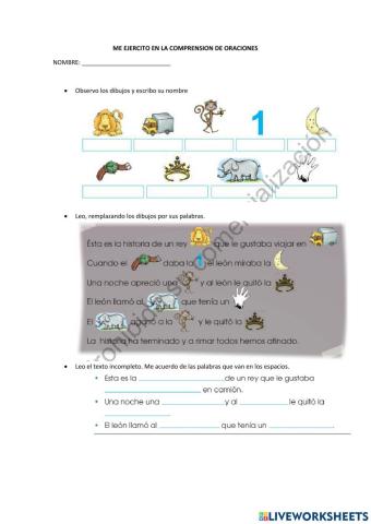 Me ejercito en la comprensión de oraciones.