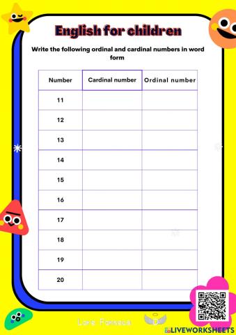 Ordinal and cardinal numbers efc