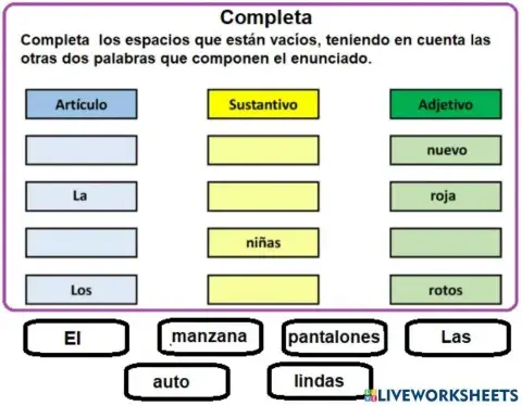 Completa los enunciados