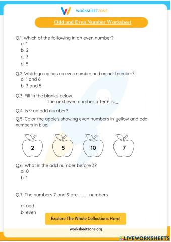 Odd and even numbers full worksheets