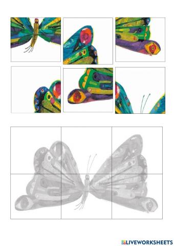 Puzzle mariposa Pequeña oruga glotona
