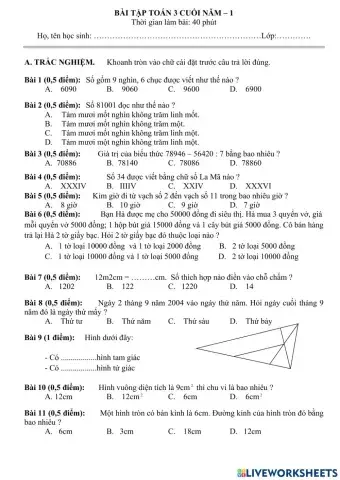 Bài tập toán 3 cuối năm – 1
