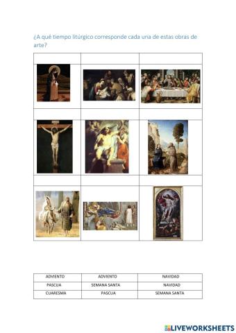 Obras de arte en el calendario litúrgico