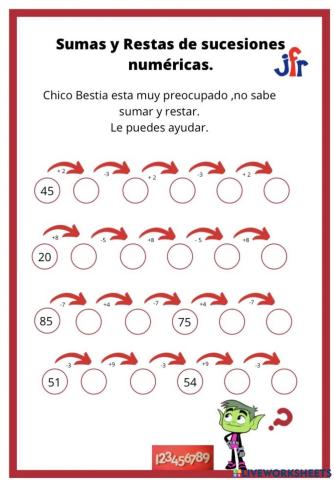 Suma y resta de sucesiones numéricas