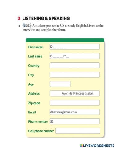 Filling a form listening