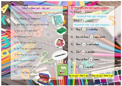 Have got - school items