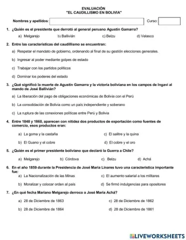 El cuadillismo en bolivia