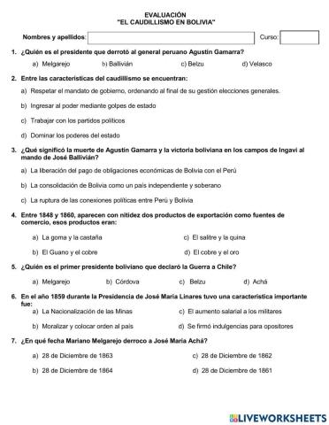 El cuadillismo en bolivia