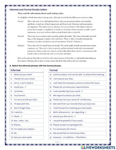 Formal and Informal Letters