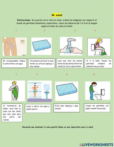 Lavado de genitales femeninos y masculinos