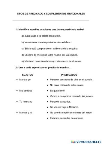 Predicado nominal-verbal y complemento oracionales