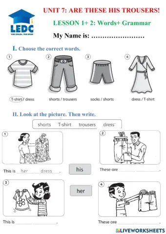 Unit 7: Are these his trousers?