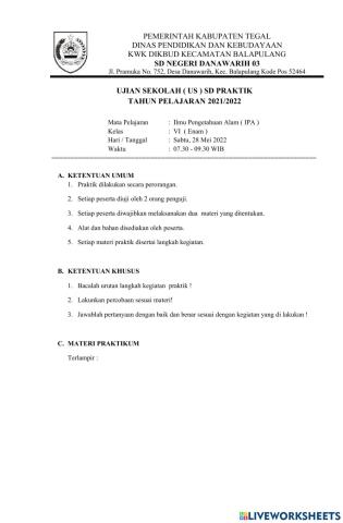 Ujian sekolah praktik ipa