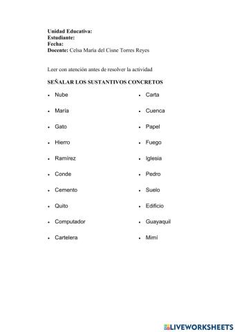 Sustantivos concretos