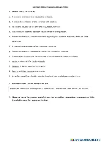 Conjunctions and Connectors
