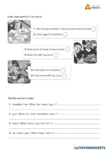 Have breakfast, lunch and dinner