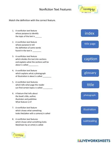 Nonfiction Text Features