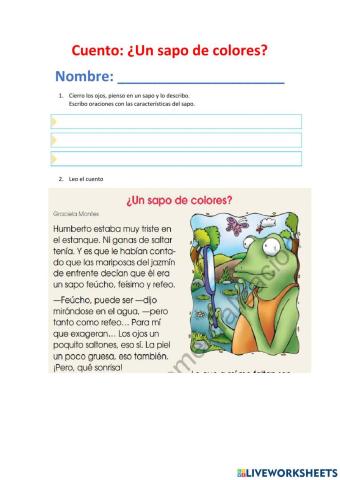 Cuento: Un sapo de colores