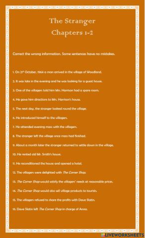 The Stranger: Chapters 1-2