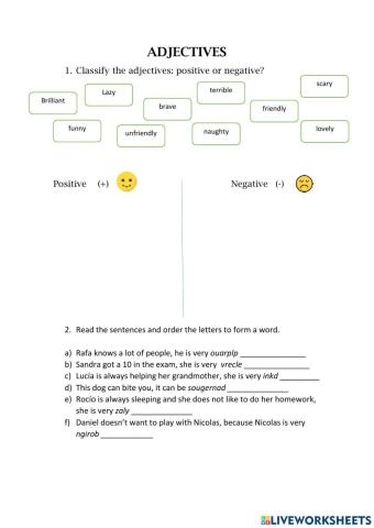 Positive and negative adjectives