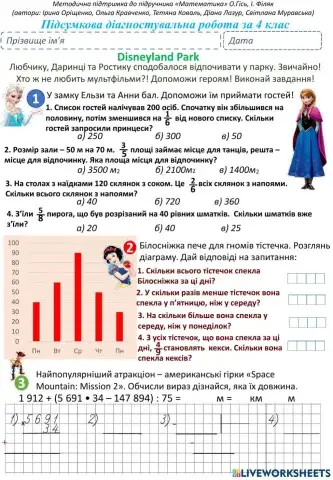 Підсумкова діагностувальна робота за  рік ( 4 клас)