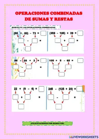Operaciones combinadas de sumas y restas