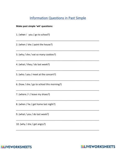 Wh- questions in simple past