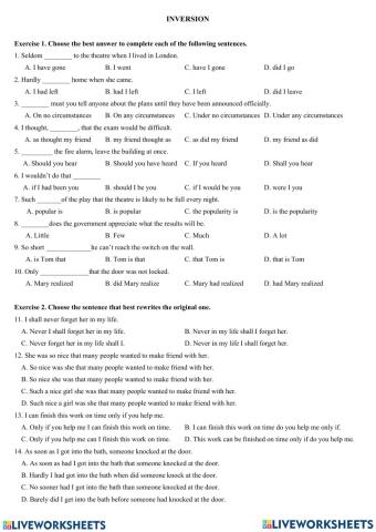 Grade 11- Inversion (review