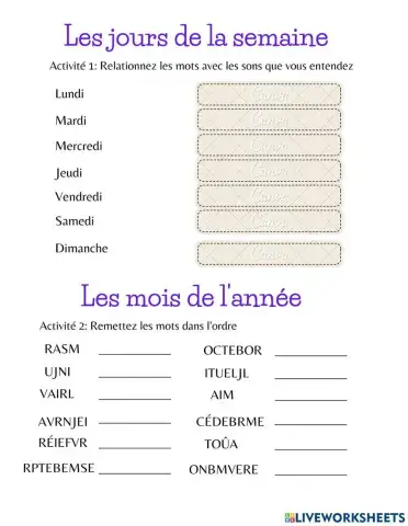 Les jours et les mois