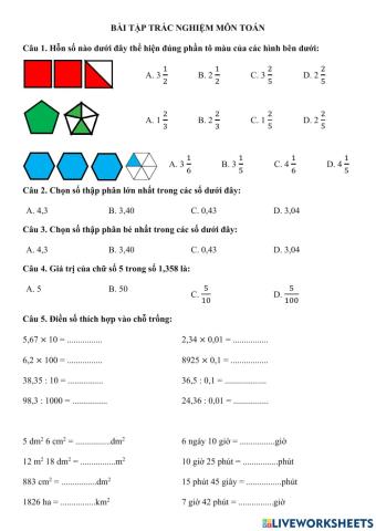 Phiếu bt trắc nghiệm