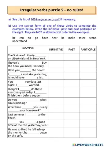Irregular verbs puzzle 5