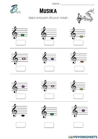 Silabak identifikatu Musika notak