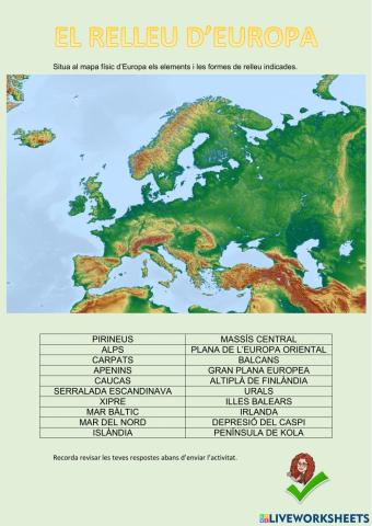 Mapa físic d'Europa