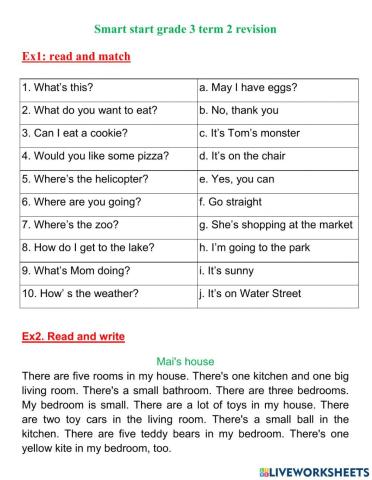 Smart start grade 3 term 2 final test reading writing