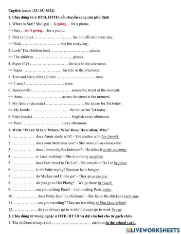 Group 3 - HTĐ HTTD Wh-question review