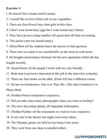 Expressions of quantity