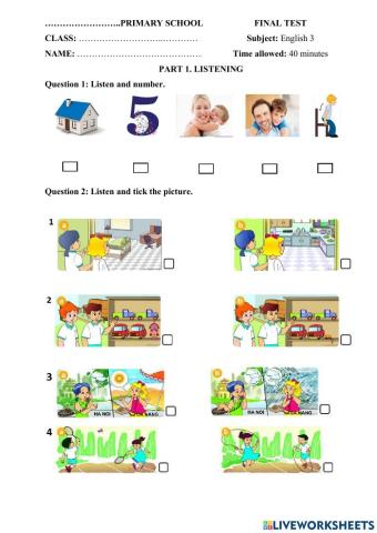 Grade 3 - final test second term 2 - test 5