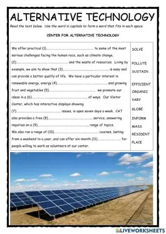 Alternative Technology FCE Word Formation