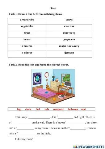 Test My bedroom, the market, where we live