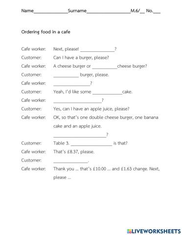 Ordering food in cafe