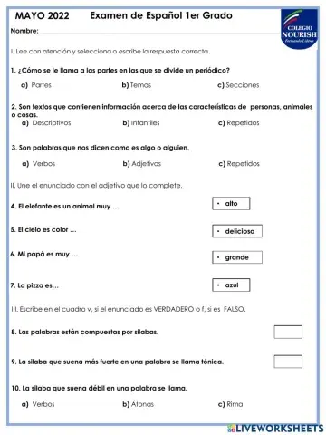 Examen de Español 1ero