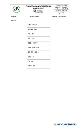 Operaciones entre enteros