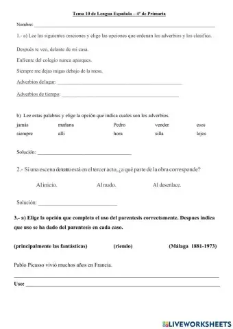 Tema 10 Lengua 4º Primaria